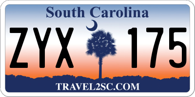 SC license plate ZYX175
