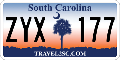 SC license plate ZYX177