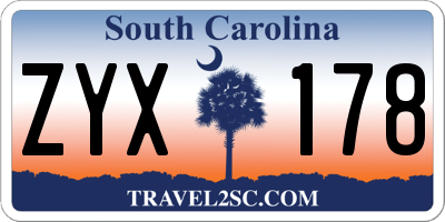 SC license plate ZYX178