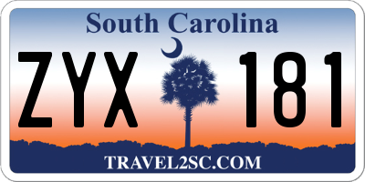 SC license plate ZYX181