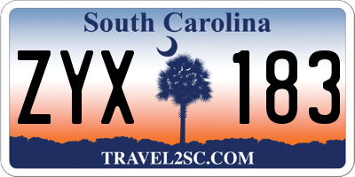 SC license plate ZYX183