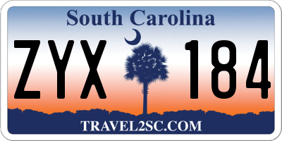 SC license plate ZYX184