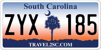 SC license plate ZYX185
