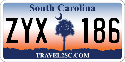 SC license plate ZYX186