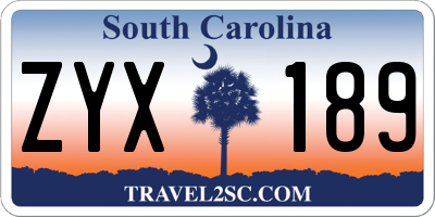 SC license plate ZYX189