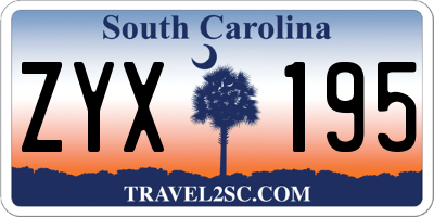 SC license plate ZYX195