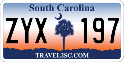 SC license plate ZYX197