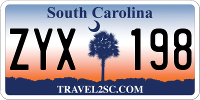 SC license plate ZYX198