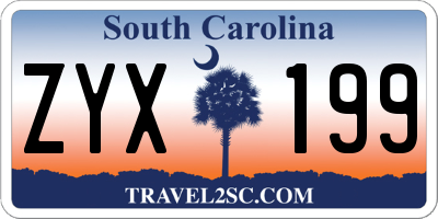 SC license plate ZYX199