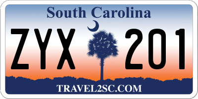 SC license plate ZYX201