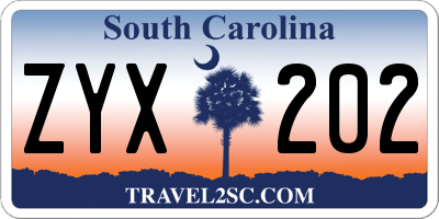 SC license plate ZYX202