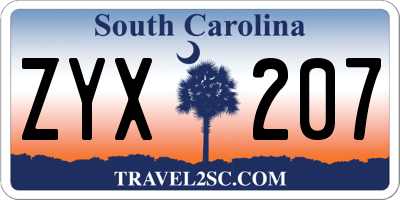 SC license plate ZYX207