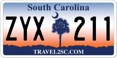 SC license plate ZYX211