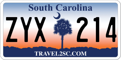 SC license plate ZYX214