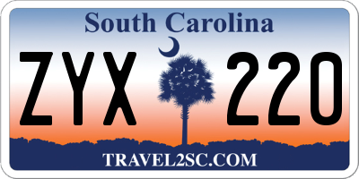 SC license plate ZYX220