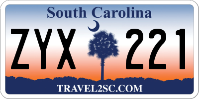 SC license plate ZYX221