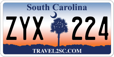 SC license plate ZYX224