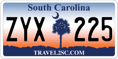 SC license plate ZYX225