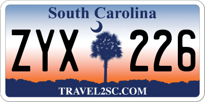 SC license plate ZYX226