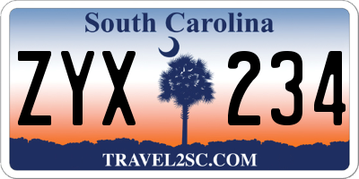 SC license plate ZYX234