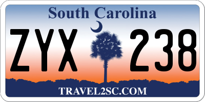 SC license plate ZYX238