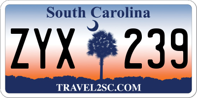 SC license plate ZYX239