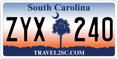 SC license plate ZYX240