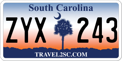 SC license plate ZYX243