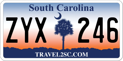 SC license plate ZYX246