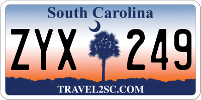 SC license plate ZYX249