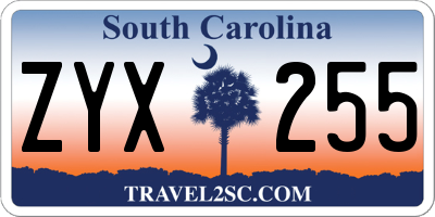 SC license plate ZYX255