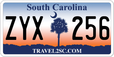 SC license plate ZYX256