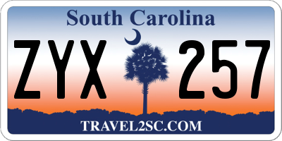 SC license plate ZYX257