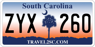 SC license plate ZYX260