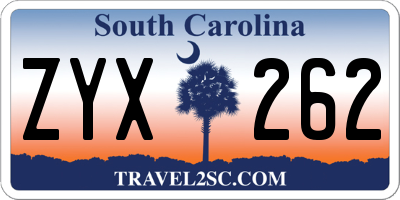 SC license plate ZYX262
