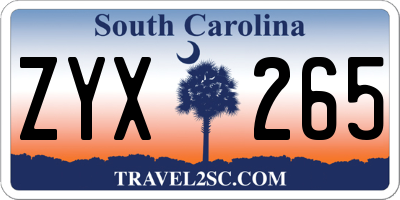 SC license plate ZYX265