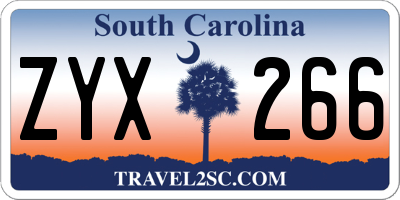 SC license plate ZYX266