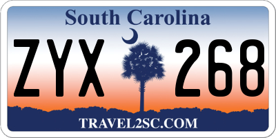 SC license plate ZYX268