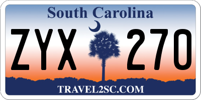 SC license plate ZYX270