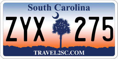 SC license plate ZYX275