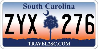 SC license plate ZYX276