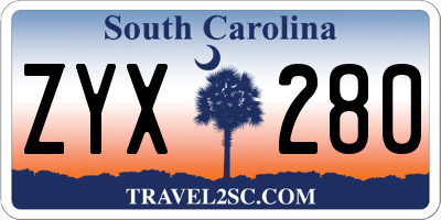 SC license plate ZYX280