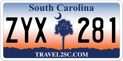 SC license plate ZYX281