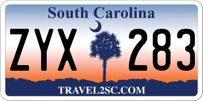 SC license plate ZYX283