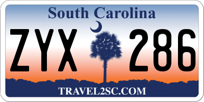 SC license plate ZYX286