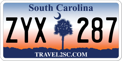 SC license plate ZYX287