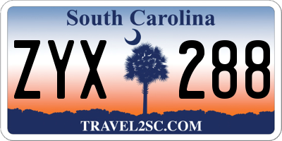 SC license plate ZYX288