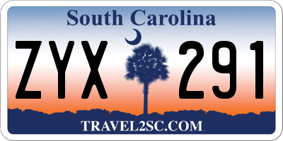 SC license plate ZYX291