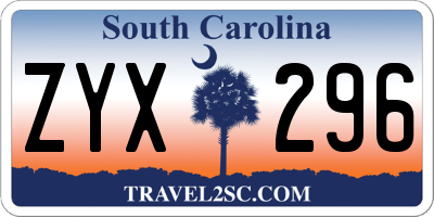 SC license plate ZYX296