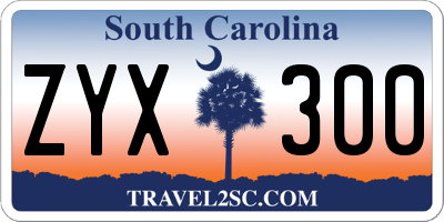 SC license plate ZYX300